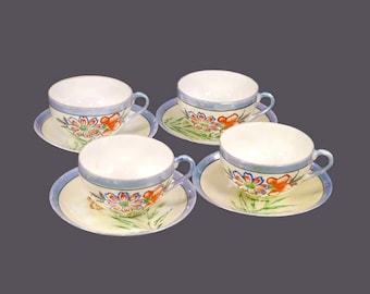 Vintage hand-painted Nippon lilac lusterware tea sets. 4 sets.