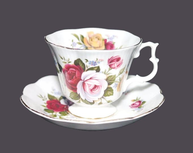 Vintage Royal Albert Bone China Cup and Saucer: Red & Pink Roses, Made in England