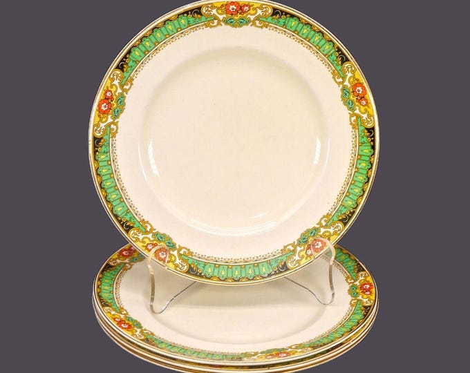 Four art-deco era Wood & Sons WOO190 | W431 salad plates. Ivory Ware ironstone made in England.