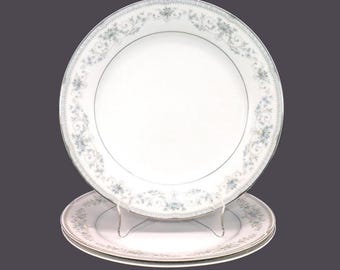 Three Noritake Colburn | Mayfair Georgian Blue dinner plates made in Japan.