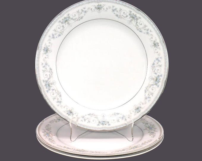 Three Noritake Colburn | Mayfair Georgian Blue dinner plates made in Japan.