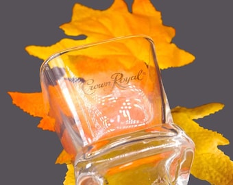 Vintage Crown Royal Etched Whisky Glass: 1980s Barware
