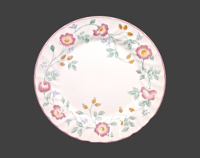 Churchill China Briar Rose dinner plate made in England. Pink trim. Sold individually.