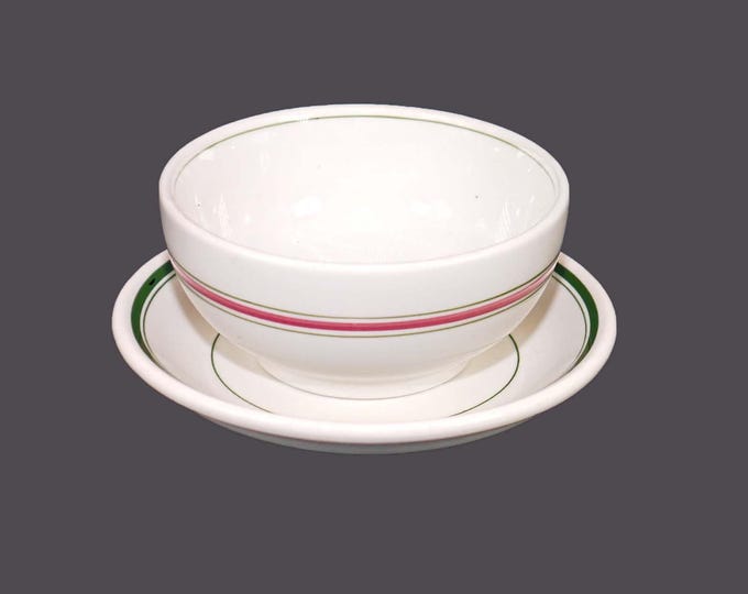 Hotelware. Grindley White Granite cereal bowl with Medalta | Medicine Hat Pottery saucer | under-plate.