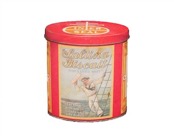 Nabisco Saltina Biscuits sailor boy "Just a Little Salty" reproduction tin made in Hong Kong.