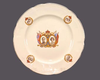 Vintage Alfred Meakin George VI & Queen Elizabeth plate, 1939 Canada visit