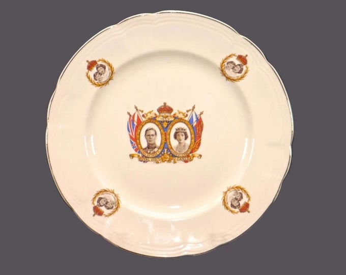 Alfred Meakin commemorative plate George VI Queen Elizabeth 1939 Visit to Canada. Royal Marigold ironstone made in England.