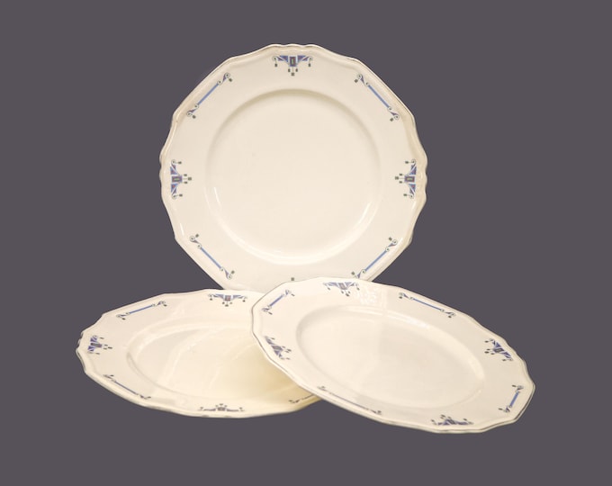 Three art-deco era Alfred Meakin Orient dinner plates made in England. Flaws (see below).