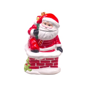 Frosty Santa Claus ceramic Christmas cookie jar.