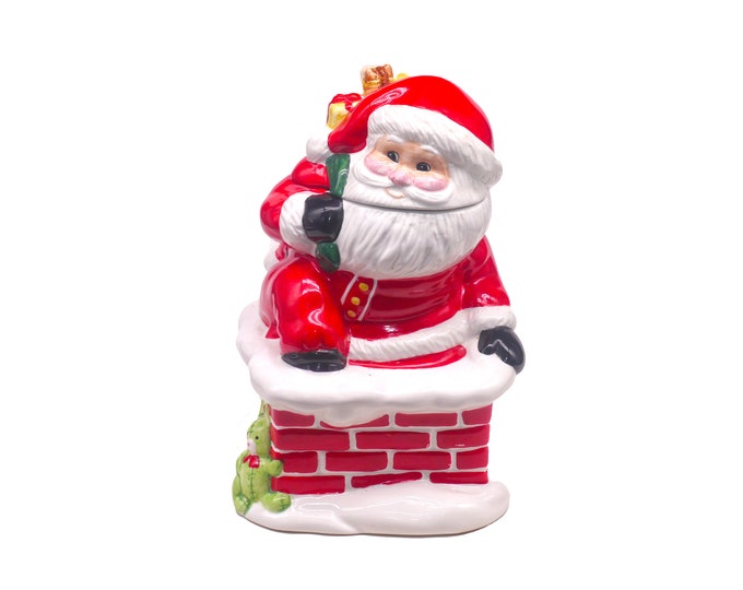 Frosty Santa Claus ceramic Christmas cookie jar.