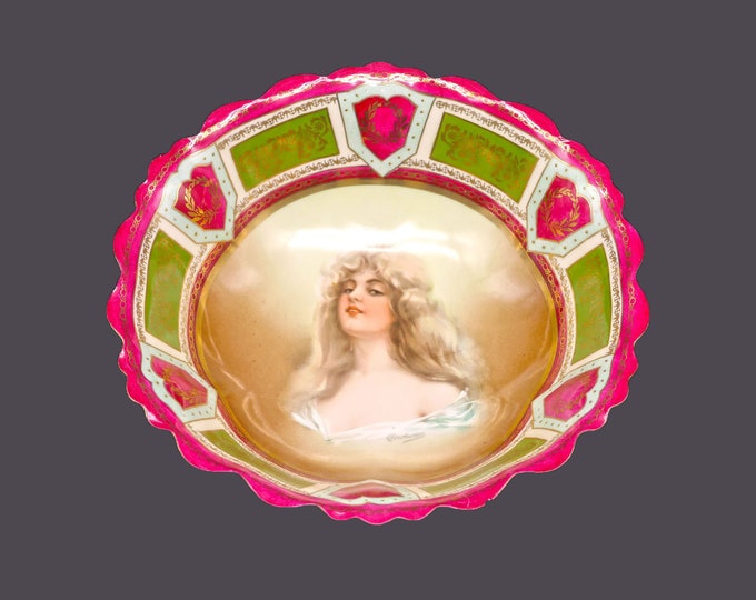 Antique Aesthetic Movement MZ Austria | Moritz Zdekauer Beehive Austria Constance portrait bowl. Flaws (see below).