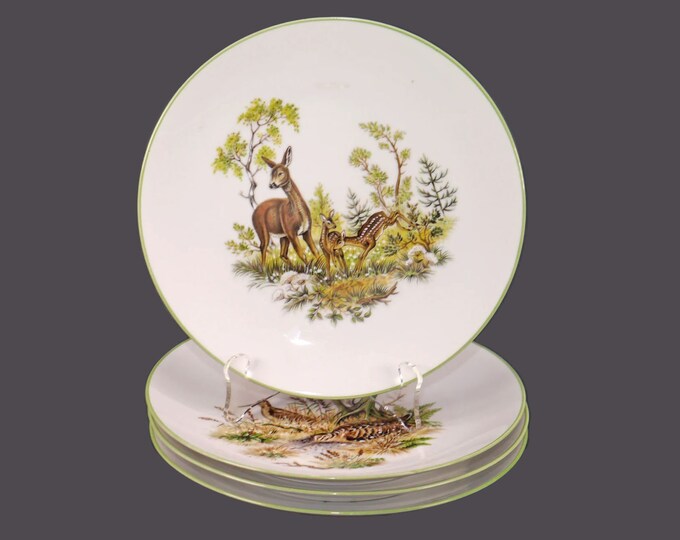 Vintage Bareuther Waldsassen BTH102 salad plates: Germany. Animals in natural habitat. 4 plates.