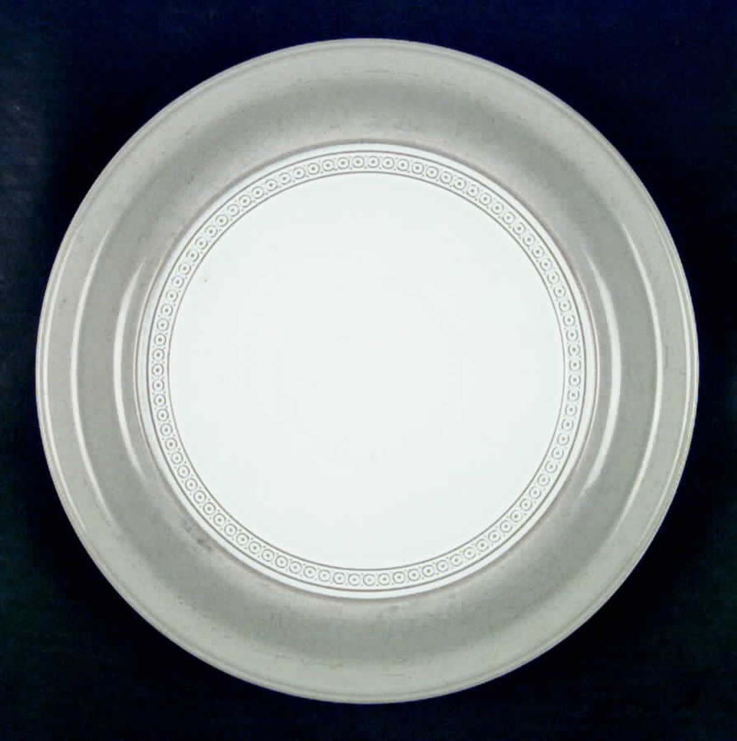 Denby Champagne large dinner plate charger. Light gray verge, pearl