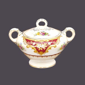 Empire Porcelain Co York Maroon covered sugar bowl made in England.