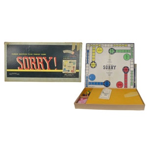 Mid-century Sorry board game. Parker Brothers. Complete with instructions. Made USA.