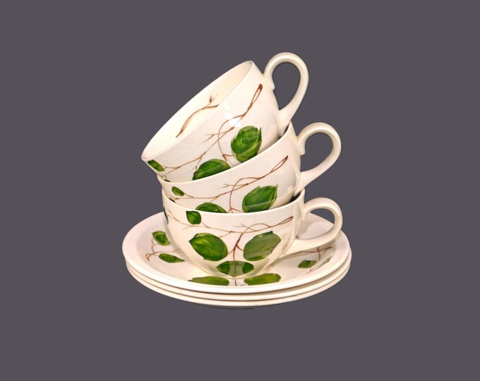 Three Simpsons Potters Vogue cup and saucer sets made in England. Designed by Diana Legh.