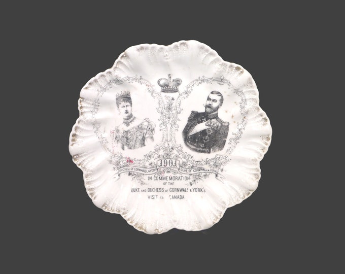 Antique commemorative plate for Duke and Duchess of Cornwall York celebrating their 1901 Visit to Canada. Britannia Porcelain Works Austria.