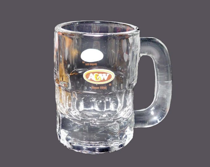 A&W Root Beer mini | baby | 4-ounce mug. Etched-glass branding. English French tagline.