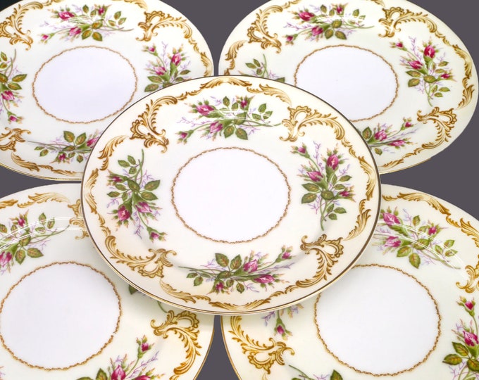 Vintage Narumi Rosebud bread plates made in Japan. Set of 5.