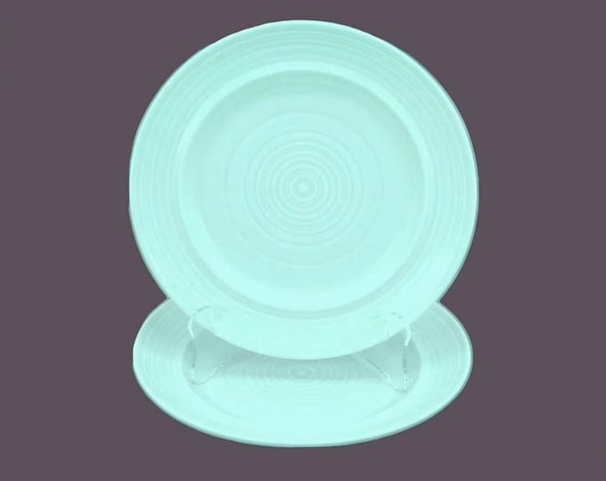 Pair of Signature Housewares Carnivale Light Green stoneware salad plates made in Japan.