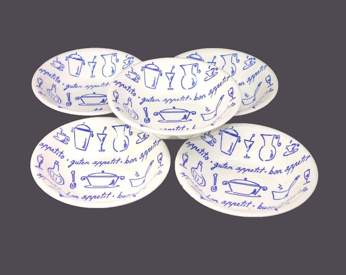 Vintage La Primula Pasta Bowls: Bon Appetito made Italy. Set of 5