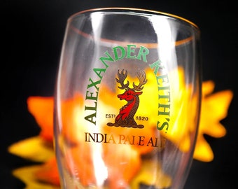 Alexander Keith's India Pale Ale pilsner pint glass. Etched-glass branding.