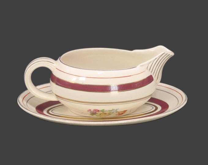 Wood & Sons Regent gravy boat with under-plate. Ivory Ware ironstone made in England.