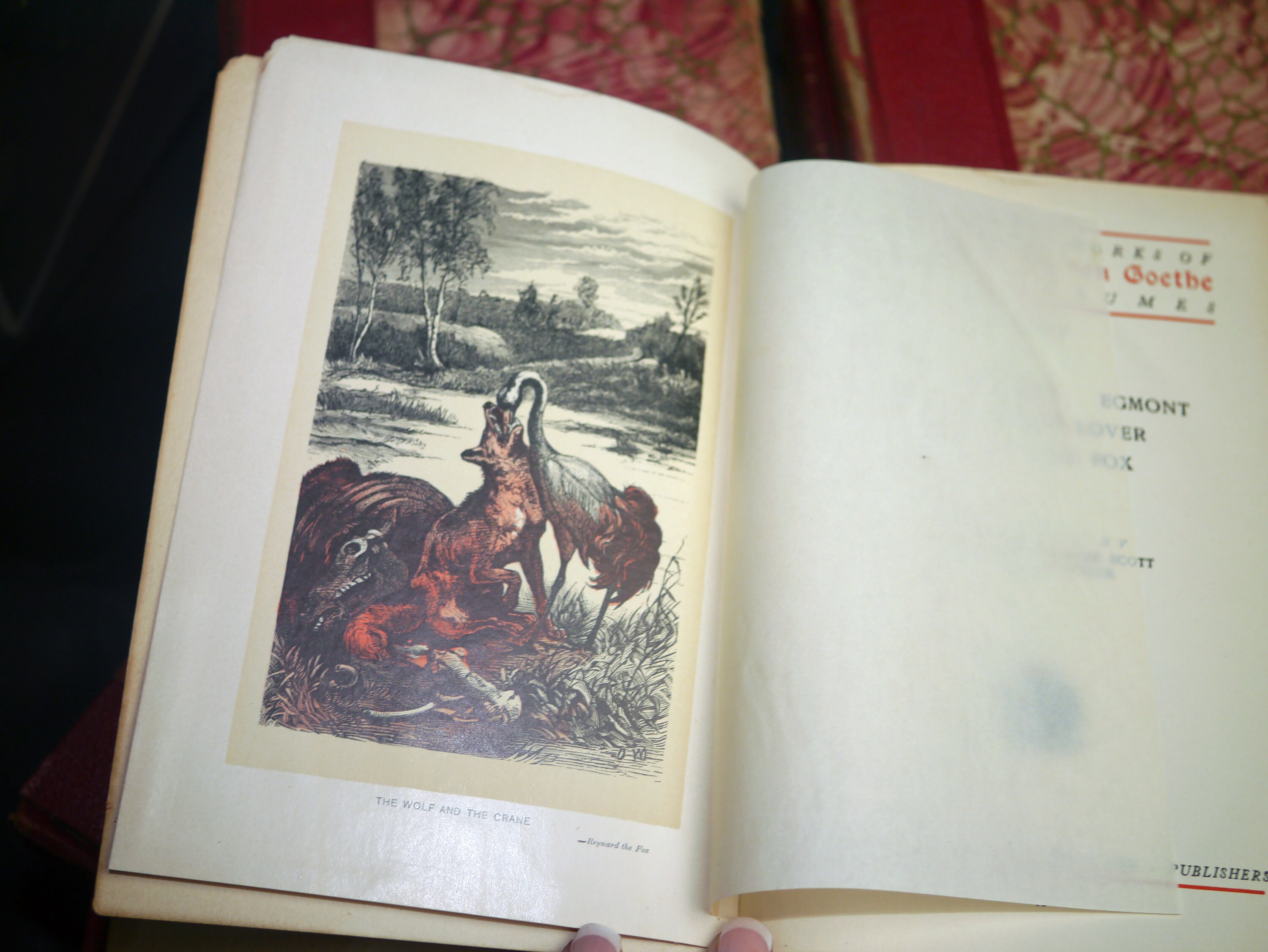 Ten volumes of Victorianera books. Complete Works of Johann Wolfgang