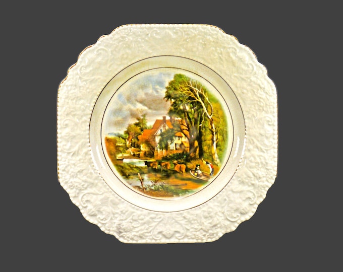 Lord Nelson Pottery | Lord Nelson Ware creamware display plate. Central image Valley Farm John Constable. Made in England.