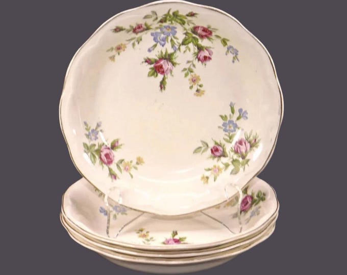 Four British Anchor Pottery BRA5 coupe soup bowls. Regency Ironstone made in England.