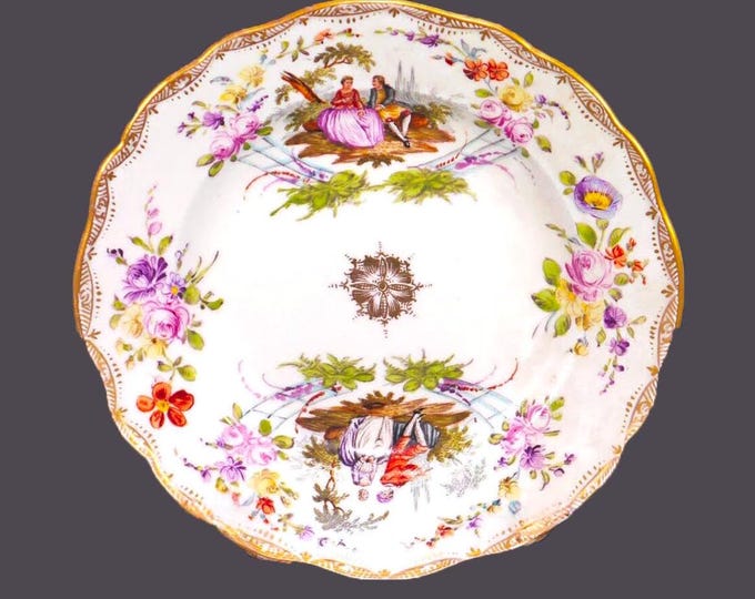 Antique Regency Period Meissen Romance Scene dessert plate.