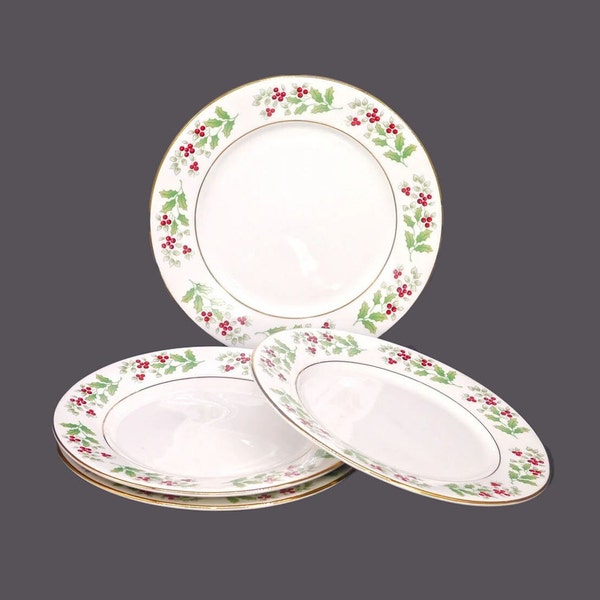 Four Gibson Housewares Christmas Delight | Christmas Charm salad plates.