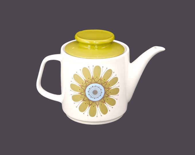 Retro J&G Meakin Galaxy four-cup teapot with lid. Boho flower-power tableware made in England. Minor flaw (see below).