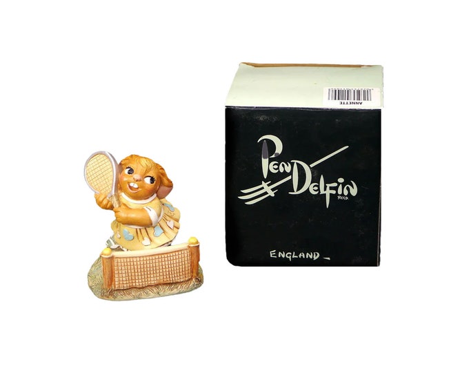 PenDelfin Annette rabbit figurine. Tennis Pro model 3015204. Hand-painted, made in England. Original box.