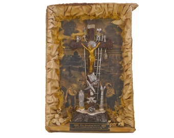 Antique "Thy Kingdom Come" Religious Shadow Box - 1877 Catholic Artifact