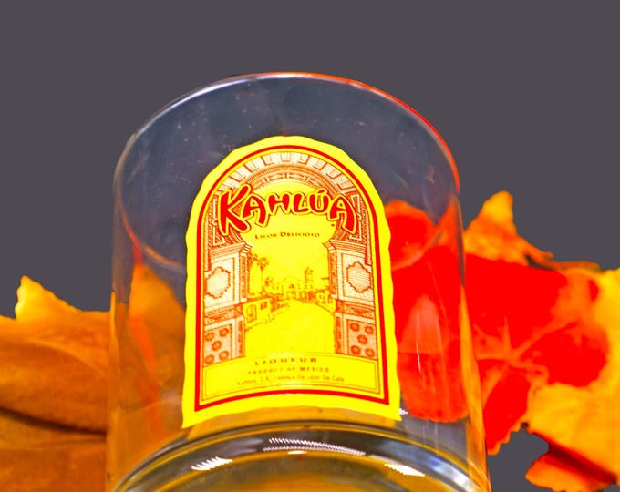 Kahlua cocktail glass. Etched-glass branding both sides, weighted base, commercial quality.