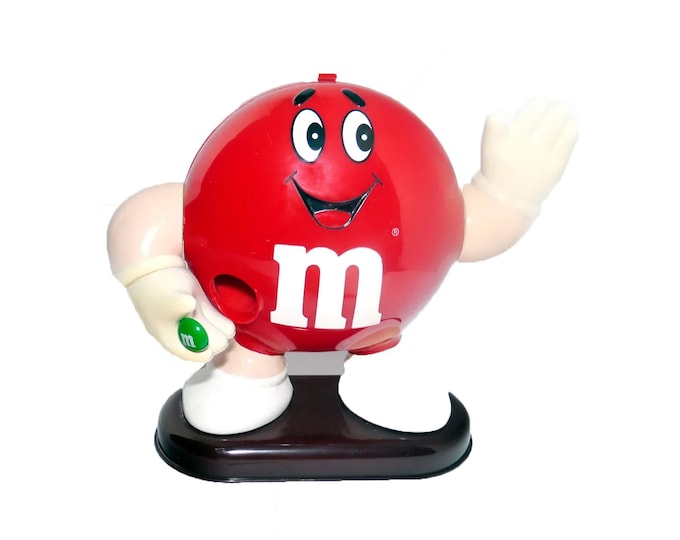 M&Ms Mr. Red candy dispenser. Great vintage advertising piece | candy memorabilia. Made in Thailand.