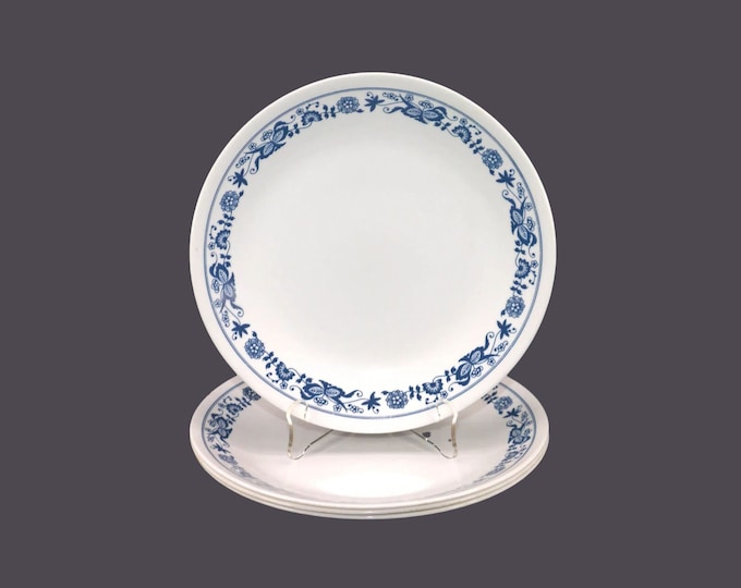 Four Corelle Corningware Old Town Blue salad plates made in USA. Flaws (see below).