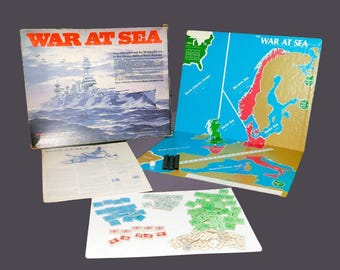 War at Sea WWII military naval combat board game published by Avalon Hill. Made in the USA.