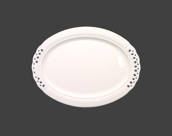 Pier 1 PER14 all-white oval turkey platter. Pierced edge, high-relief grapes. Made in Italy.