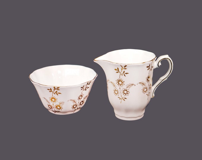 Royal Grafton 1213 pink and gold creamer and open sugar bowl. Bone china set made in England.