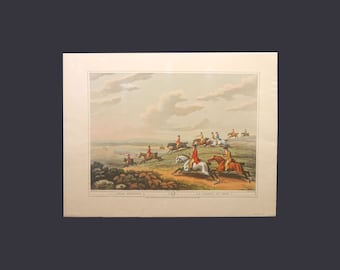 Antique Carle Vernet hunt scene lithograph. La Chasse Au Cerf | Stag Hunting LeVacher engraver. Unframed.