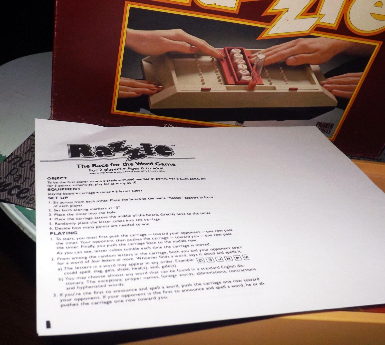 Vintage (1981) Razzle board game published in Canada by Parker Brothers. Complete.
