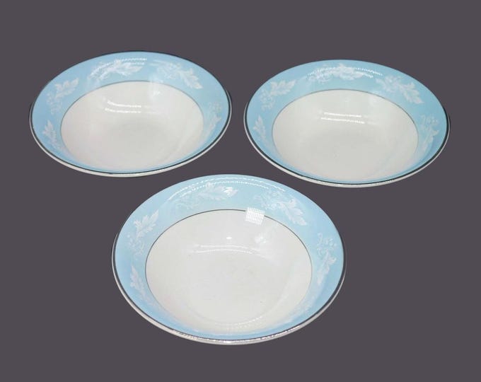 Three Barratts BTT47 coupe cereal bowls. Delphatic White Ironstone made in England.