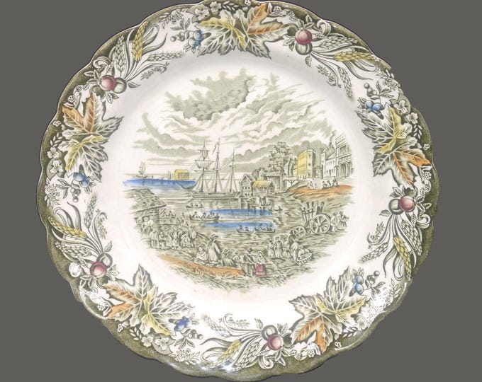 Vintage Ridgway Heritage Dinner Plate: Fish Market Toronto. Made in England,