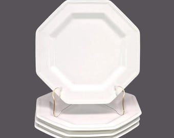 Vier Lieblingsbrotteller von Johnson Brothers Heritage White Chef, hergestellt in England. Utensilienspuren (siehe unten).