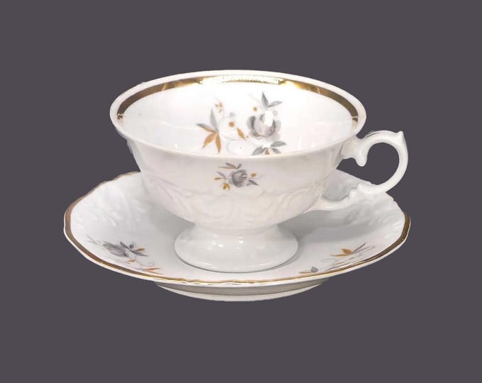 Walbrzych WLB59 cup and saucer set made in Poland. Gray rose.