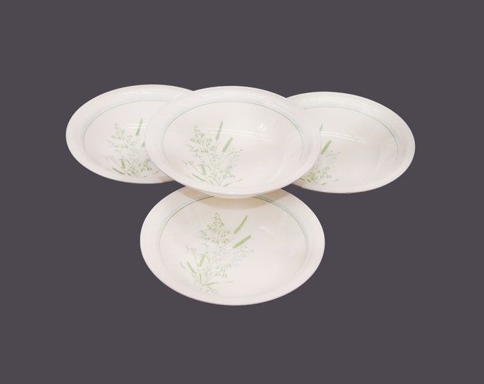 Four John Tams Bluegrass | Pussywillows coupe stoneware cereal bowls. Banquet stoneware made in England.