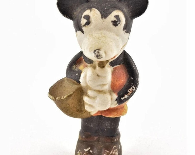 Art-deco era bisque miniature Mickey Mouse figurine playing the Saxophone made in Japan.