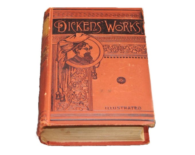 Antiquarian illustrated hard cover book Dickens Works published Hurst & Co NY. Oliver Twist, American Notes, Pictures from Italy.
